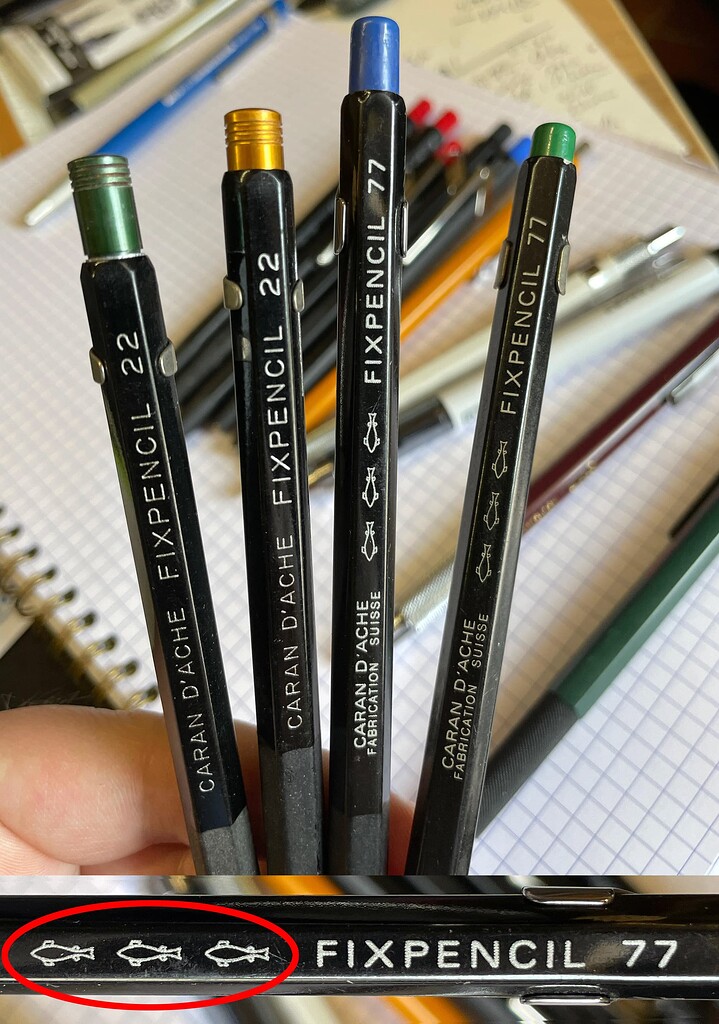 Caran d'Ache Fixpencil 77 -- what's this strange icon all