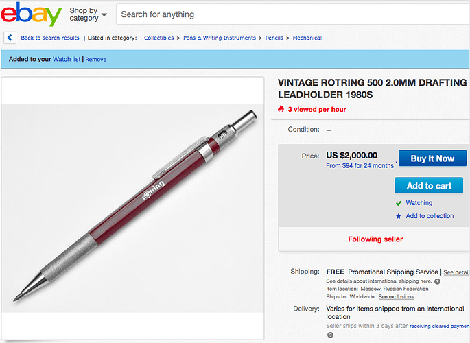 Rotring 500 lead holder auction