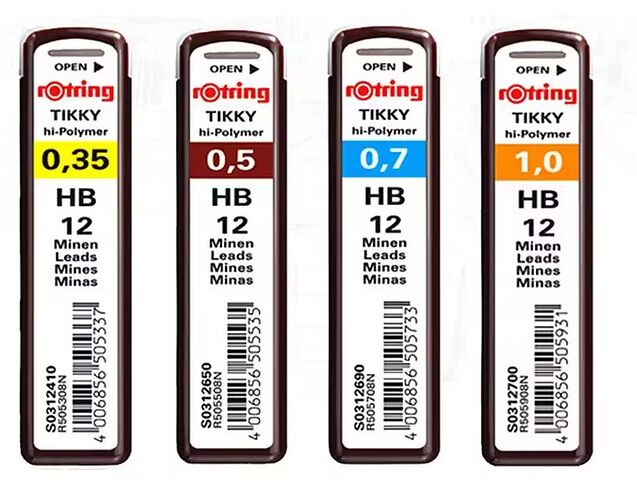 rOtring pencil leads with ISO colors and labels