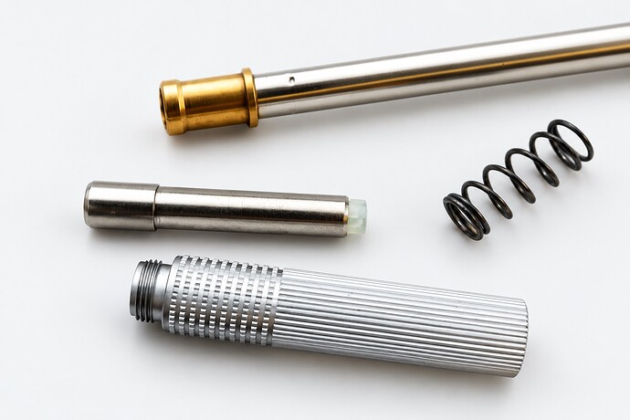 Close-up of TK-matic grip, spring and internal components — AI-polished photo illustration